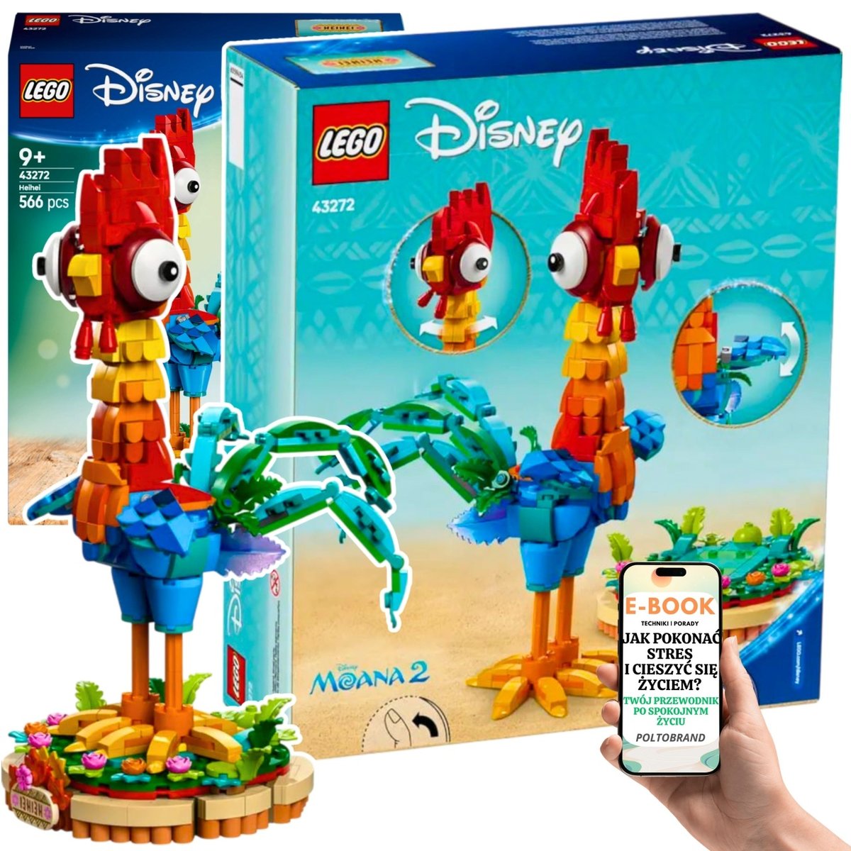 LEGO ZESTAW Heihei z Filmu Vaiana 2 – LEGO Disney 43272- PREZENT DLA DZIEWCZYNKI CÓRKI | Klocki dla dzieci i fanów Disneya + EBOOK-1