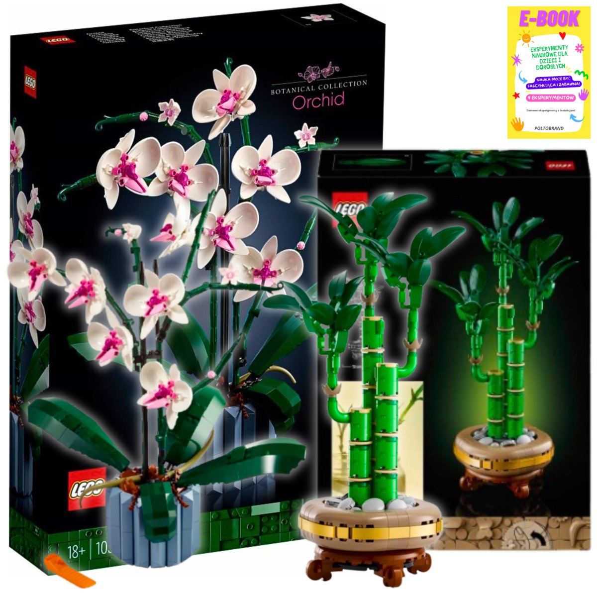 Lego Zestaw Kwiatów Botanical - Orchidea Duża I Bambus Klocki Kwiaty Prezent + Ebook