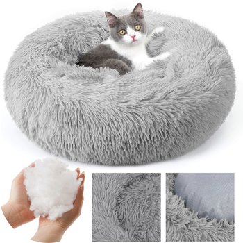 Legowisko Dla Kota i Psa Miękka Włochata Poduszka Shaggy M 60 cm - Szary - DOGGURU