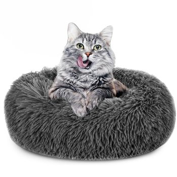 Legowisko dla kota puszyste ∅ 60 cm - kosz dla kota poduszka dla kota legowisko ciemnoszare - Amazinggirl