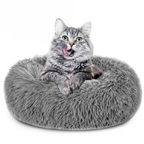 Legowisko dla kota puszyste ∅ 60 cm - kosz dla kota poduszka dla kota legowisko jasnoszare