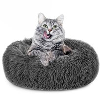 Legowisko dla kota puszyste ∅ 80 cm - kosz dla kota poduszka dla kota legowisko ciemnoszare