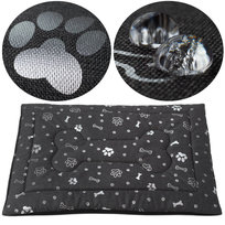 Legowisko dla psa, mata dla psa do samochodu Welsti ciemna szara srebrne kości i łapki L 100x70 dla dużego psa wodoodporne 