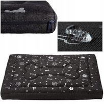 Legowisko dla psa, materac dla psa Welsti ciemny szary srebrne kości i łapki L 100x70 dla dużego psa wodoodporne 