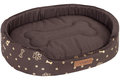 Legowisko dla psa, posłanie dla psa, owalne Welsti brązowy złote kości i łapki XL 80x67 dla średniego psa wodoodporne  - Welsti