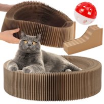 LEGOWISKO DRAPAK SKŁADANY DLA KOTA TEKTUROWY KARTONOWY LEŻAK ZABAWKA + PIŁKA