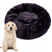 Legowisko Posłanie Chmurka dla Psa i Kota Czarny Shaggy 80 z Zamkiem