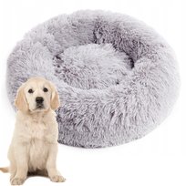 Legowisko Posłanie Chmurka dla Psa i Kota Szary Shaggy 80 z Zamkiem