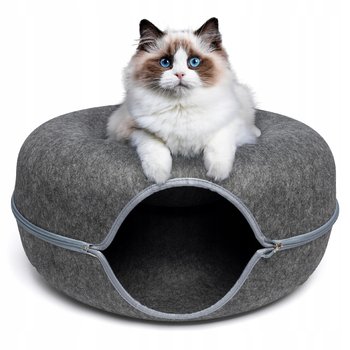 Legowisko Tunel dla Kota Okrągłe Donut Domek 60 cm Ciemnoszary - Xtech