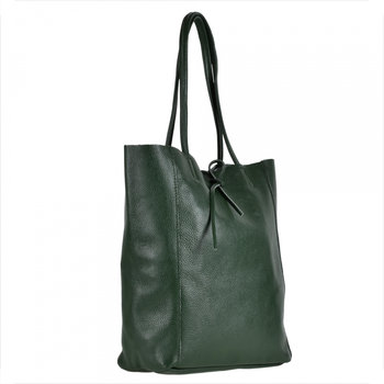 Lekka i pojemna skórzana torebka zielona XL z rzemykami - Borse in Pelle