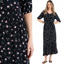 LEKKA SUKIENKA DAMSKA TALIOWANA MAXI 100% WISKOZA GUMKA W PASIE MORAJ XXL PATT 1 Moraj