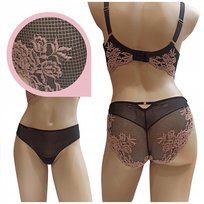 Lemax PRINCESS Brasil majtki figi brazylijskie haft czarne/karmel - S Lemax
