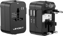 LENCENT Adapter podróżny USB – EU/UK/USA/AUS, 2×USB, 200+ krajów