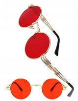 Lenonki Okulary Duże Męskie Okrągłe Punk Czerwone