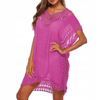 Letnia Tunika Plażowa Pareo Plażowe Narzutka Na Plażę Sukienka Boho Kolor Różowy