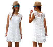 Letnia Tunika Plażowa Sukienka Koronka Boho Biała Narzutka Na Plażę Pareo