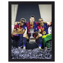Lewandowski, Raphinha, Lamine Yamal obraz w ramce FC Barcelona 70x50 cm