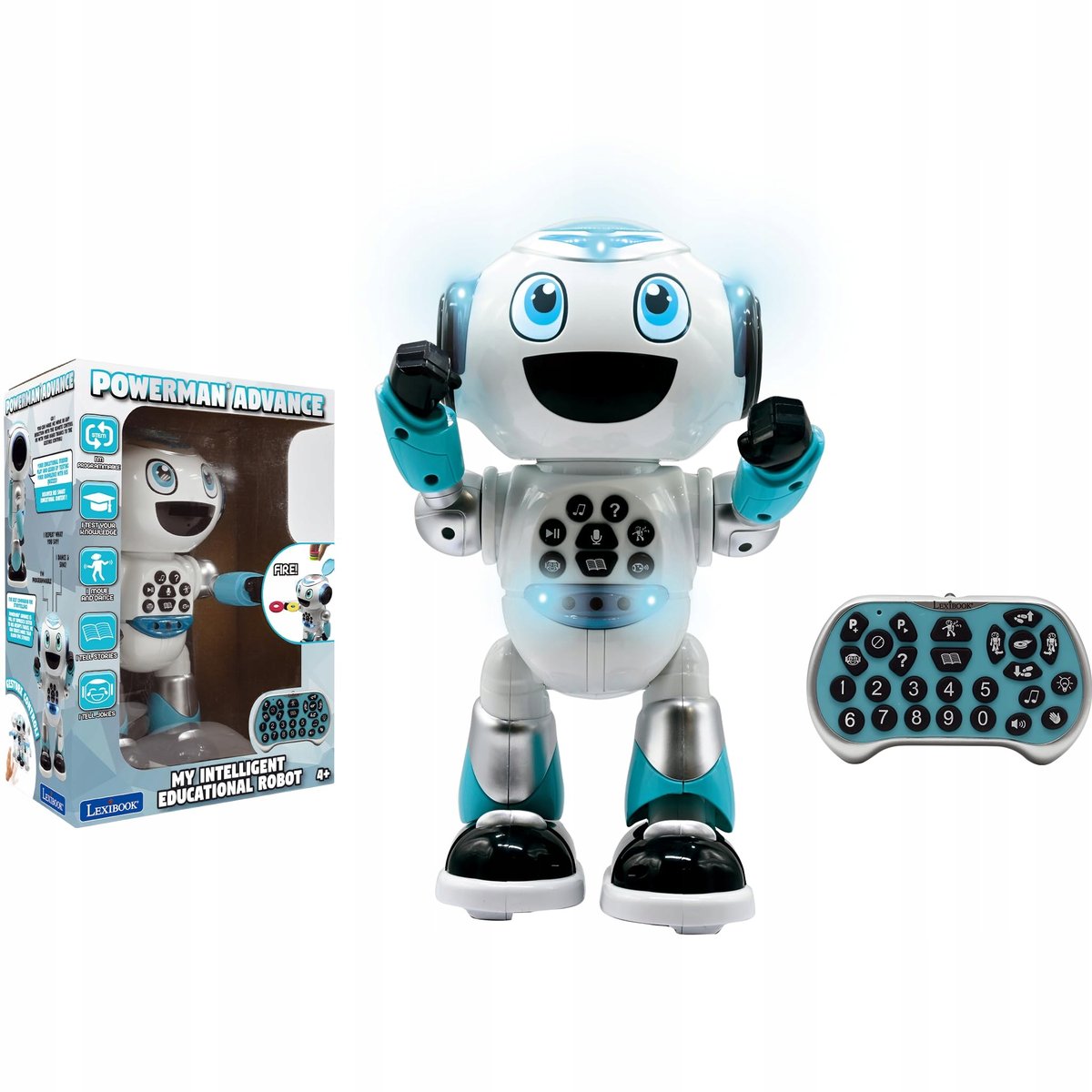 Robot Interattivo Lexibook Powerman ROB50ES - Giocattolo Parlante Con Telecomando, Danza, Quiz E Dischi In Schiuma (Versione Spagnola)
