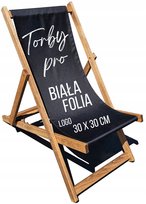 Leżak drewniany bukowy PREMIUM CZARNY z nadrukiem LOGO BIAŁA FOLIA 30x30cm