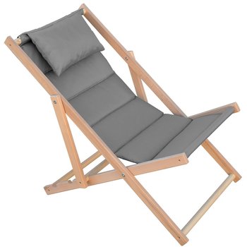 Leżak drewniany Classic Soft ROYOKAMP, plażowy, ogrodowy, składany,  115x58x4 cm, stalowy - Royokamp