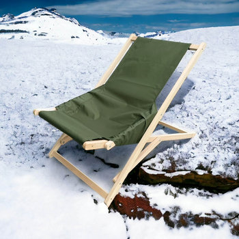 Leżak drewniany ogrodowy plażowy komfort - Khaki 18 - Kubi Sport