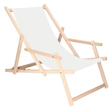 Leżak drewniany z podłokietnikami ogrodowy, plażowy biały - Springos