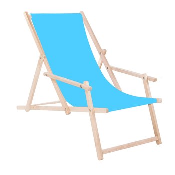 Leżak drewniany z podłokietnikami ogrodowy, plażowy niebieski - Springos