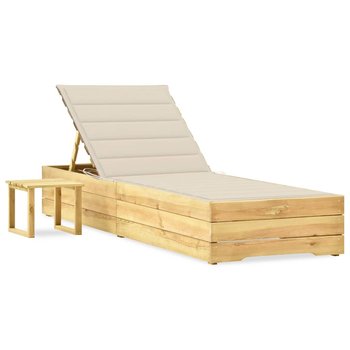 Leżak drewniany z poduszką i stolikiem - 198x68x75 - Zakito Europe