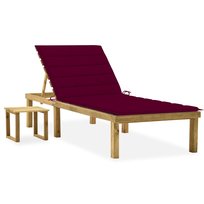 Leżak drewniany z poduszką i stolikiem - 200x70x(3 / AAALOE