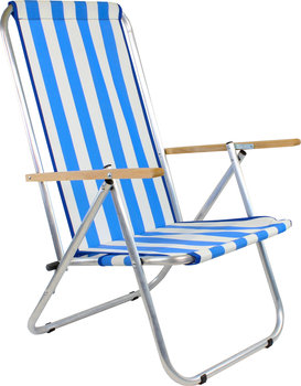 Leżak / krzesło plażowe, turystyczne z siatki, max 125 KG, biało - niebieskie - e-sezon