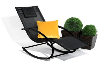 Leżak ogrodowy grawitacyjny bujany fotel czarny leżanka na taras na balkon - HOME INVEST INTERNATIONAL