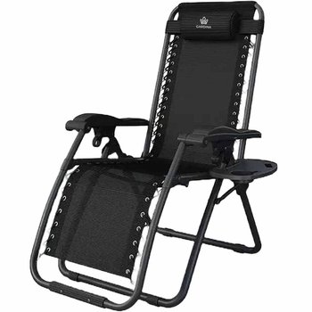 LEŻAK OGRODOWY PLAŻOWY SKŁADANY STOLIK ZAGŁÓWEK GARDINA - REVENTO