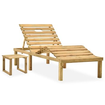 Leżak ogrodowy ze stolikiem, impregnowane drewno sosnowe - vidaXL