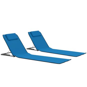 Leżak plażowy z oparciem - 2 szt., niebieski, 160x - Zakito Europe