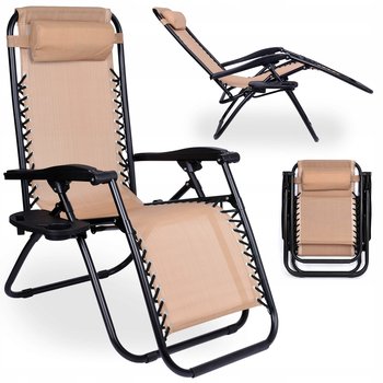 Leżak Składany Fotel Ogrodowy Krzesło Zero Gravity eHokery ORION beżowy - eHokery