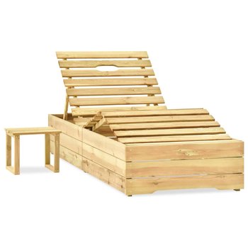 Leżak ze stolikiem, impregnowane na zielono drewno sosnowe - vidaXL