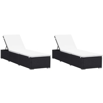 Leżaki z poduszkami VIDAXL, czarne, 2 szt., 195x60x31 cm - vidaXL