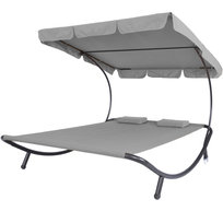 Leżanka ogrodowa 2-osobowa leżak na taras poduszki daszek baldachim szara