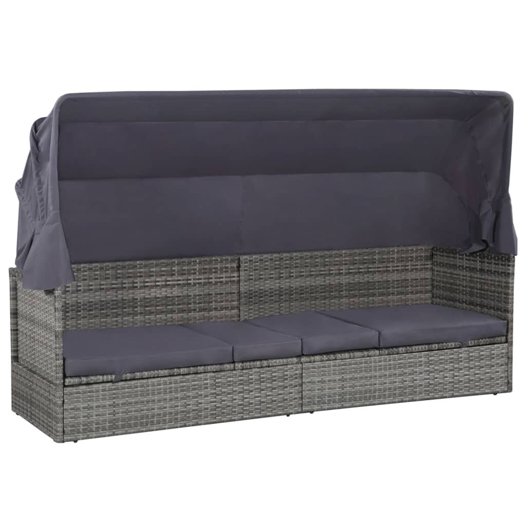 Leżanka ogrodowa vidaXLz baldachimem, rattan PE, 205x62x124cm