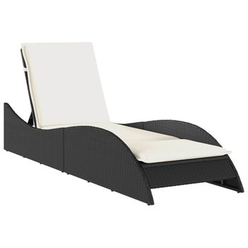Leżanka z poduszką, czarna, 60x205x73 cm, poliratt - vidaXL