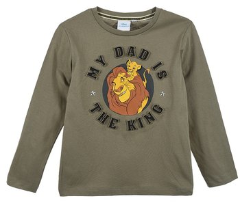 Licencjonowana bluzka chłopięca na długi rękaw w kolorze zielono - szarym Król Lew - Disney