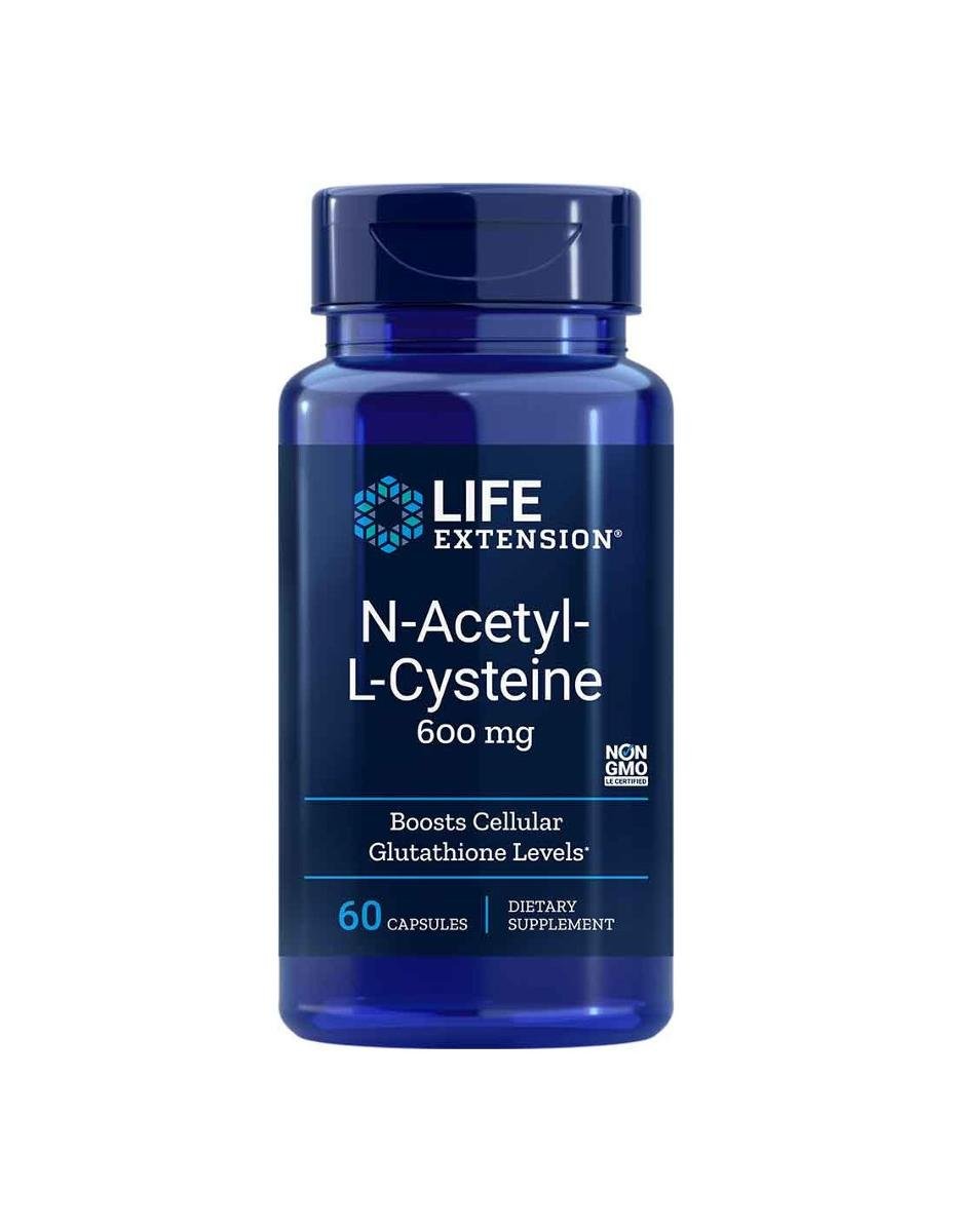 Фото - Амінокислоти Life Extension , suplement diety N-Acetylo-L-cysteina , 60 kapsułek (NAC)