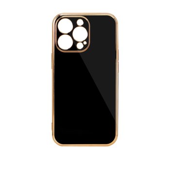 Lighting Color Case Etui Do Iphone 12 Pro Max Żelowy Pokrowiec Ze Złotą Ramką Czarny - Hurtel