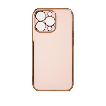 Lighting Color Case Etui Do Iphone 12 Pro Max Żelowy Pokrowiec Ze Złotą Ramką Różowy - Hurtel
