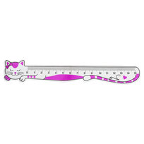 Linijka, Purrrfect School, Kot, Różowa, 15 cm