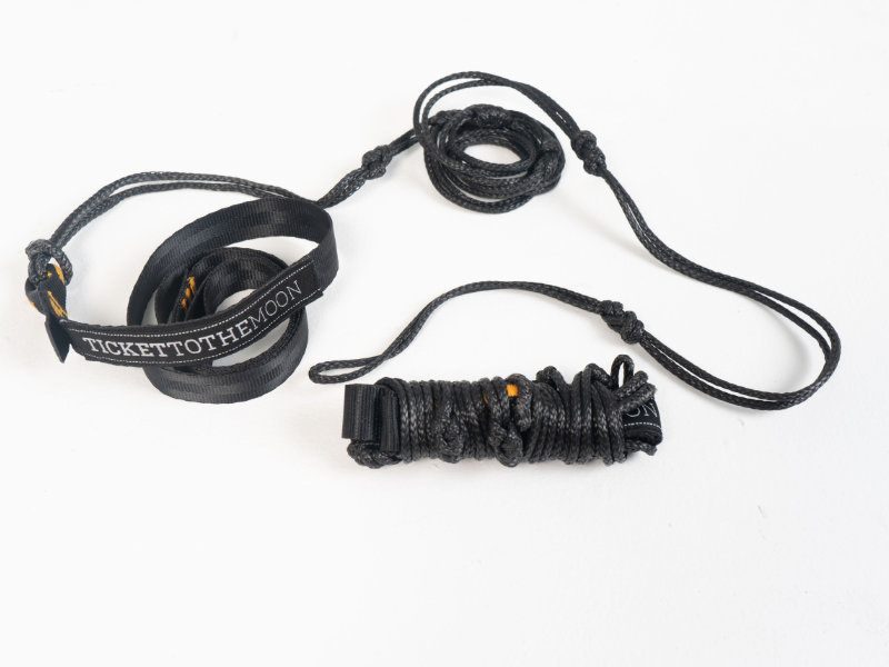 Linka montażowa do hamaka TICKET TO THE MOON Lightest Straps, czarna, 250 cm, 2 szt.