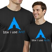 Linux Koszulka Śmieszna btw i use Arch Dla Informatyka XXL F51 Czarna JHK