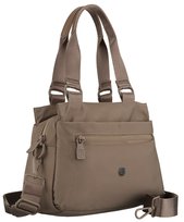 Listonoszka damska z poliestru PETERSON mała miejska na suwak do ręki lub na ramię crossbody modna beżowa