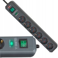 Listwa antyprzepięciowa zasilająca z wyłącznikiem przedłużacz 5m 6 gniazdek