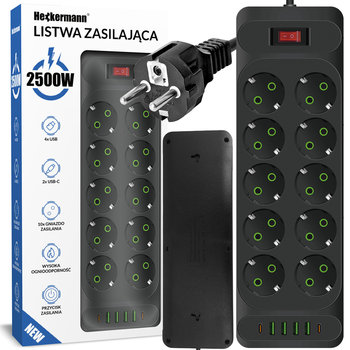 Listwa Zasilająca Przedłużacz Heckermann F35U Z Ładowarką 4X Usb, 2X Usb-C - Heckermann